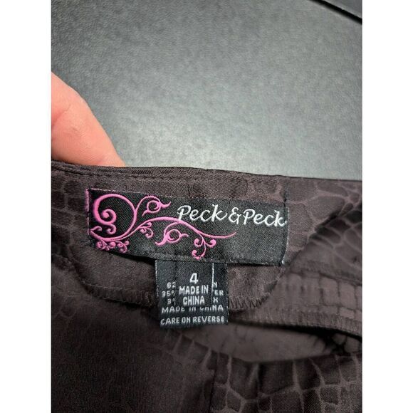 Peck & Peck Chocolate Brown Textured Pants. Women's Size 4 - Picture 3 of 6
